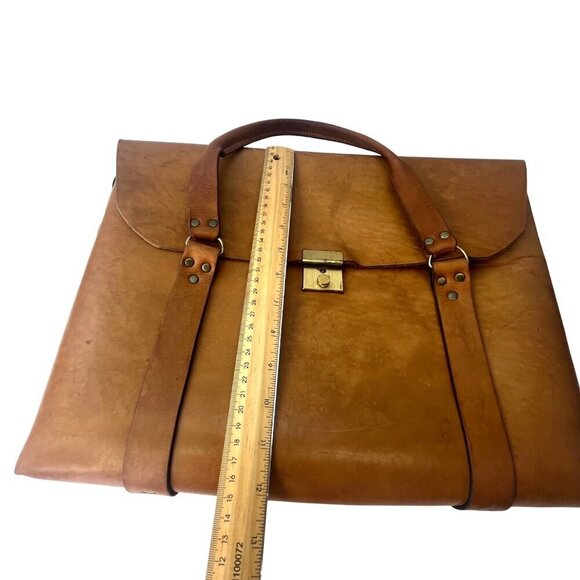 Vintage Executive Briefcase Leather with Braided Detail 16" x 13" Rare Computer - Picture 8 of 13
